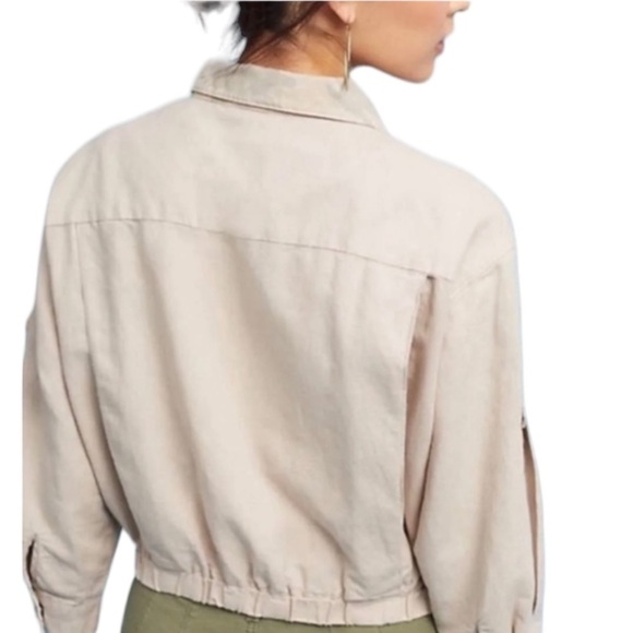 Anthropologie Hei Hei Ronan Linen Camo Utility Jacket | Cargo Cropped Style M - Picture 3 of 12